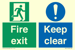 Fire exit Keep clear dual sign